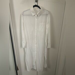 Beige Botany Maxi Cotton Shirt Dress